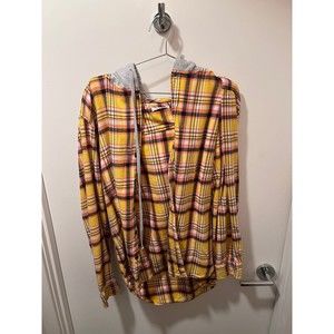 PacSun Yellow Hoodie Flannel (XL Shirt)